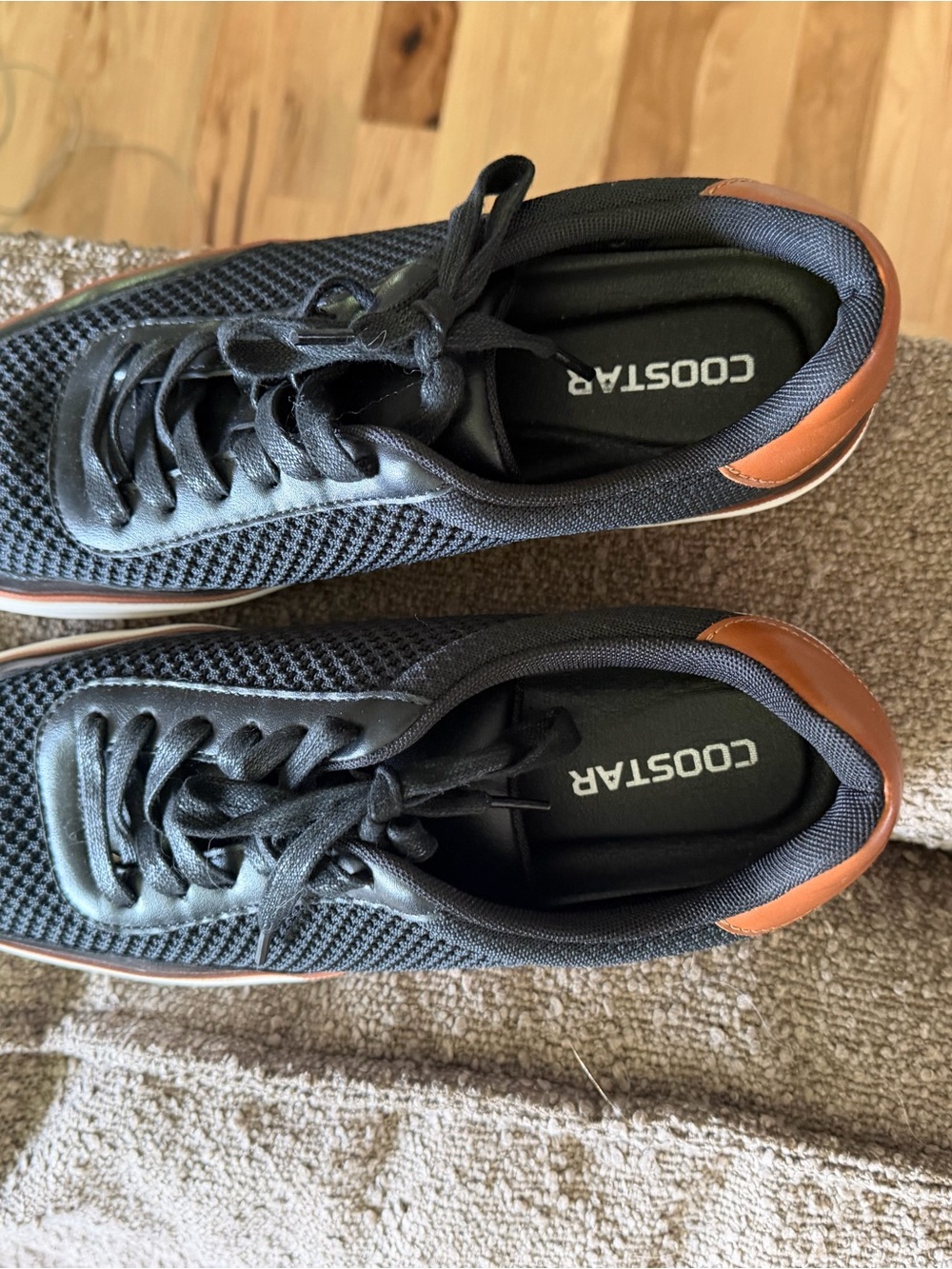 Black Knit Sneakers with Brown Heel Patch